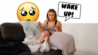 SLEEPING On The COUCH To See How My Fiancé Reacts! **CUTE**
