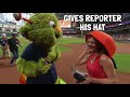 MLB Funniest Mascot Reporter Interactions