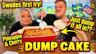 *We are so confused* First time Swedish couple try Dump Cake 😁