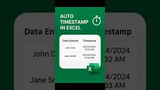 AutoTimestamp in Excel ⏱️ | Formula + VBA | Excel Automation Trick #exceltips #excelvba #excel
