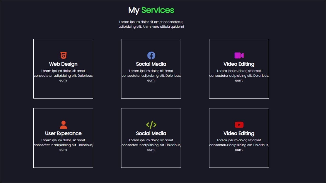 Services Section using boootstrap | PART #4| bootstrap Portfolio ...