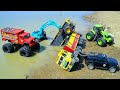 River Sand Loading Accident! 😱 Volvo Dumper &amp; Tata Tipper Stuck |Tractor Rescue 🚜| Kids Toys