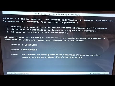 Vidéo: Comment réparer le gestionnaire de démarrage Windows sans disque ?