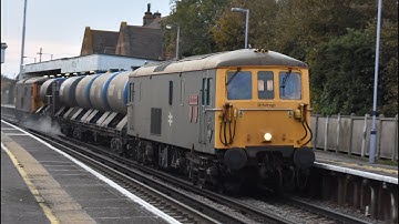 GBRf BR Blue Livery 73201 + 73141 work 3W74 & 3W75 @ Greenhill Bridge & Herne Bay 04/11/18