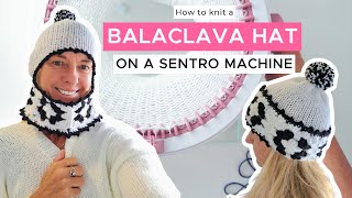 EASY Balaclava that turns into a Beanie using Sentro 48 knitting machine and granny squares!