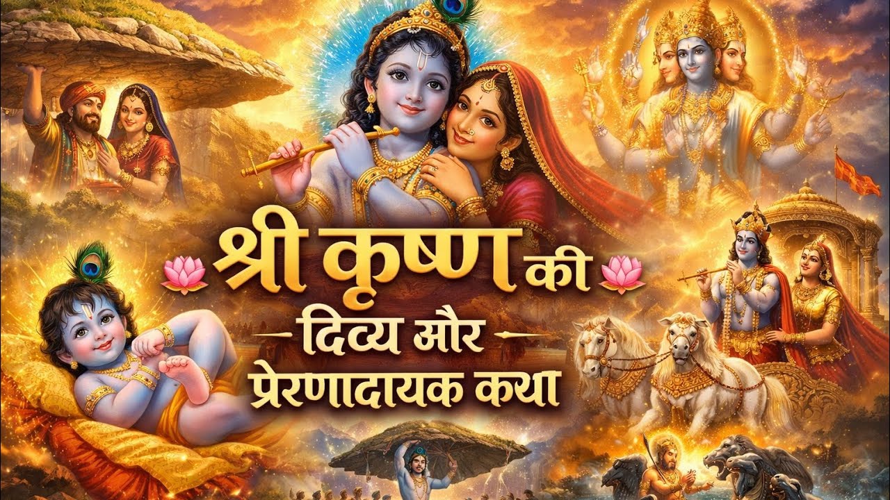 🌸 श्री कृष्ण की दिव्य और प्रेरणादायक कथा | सम्पूर्ण जीवन गाथा