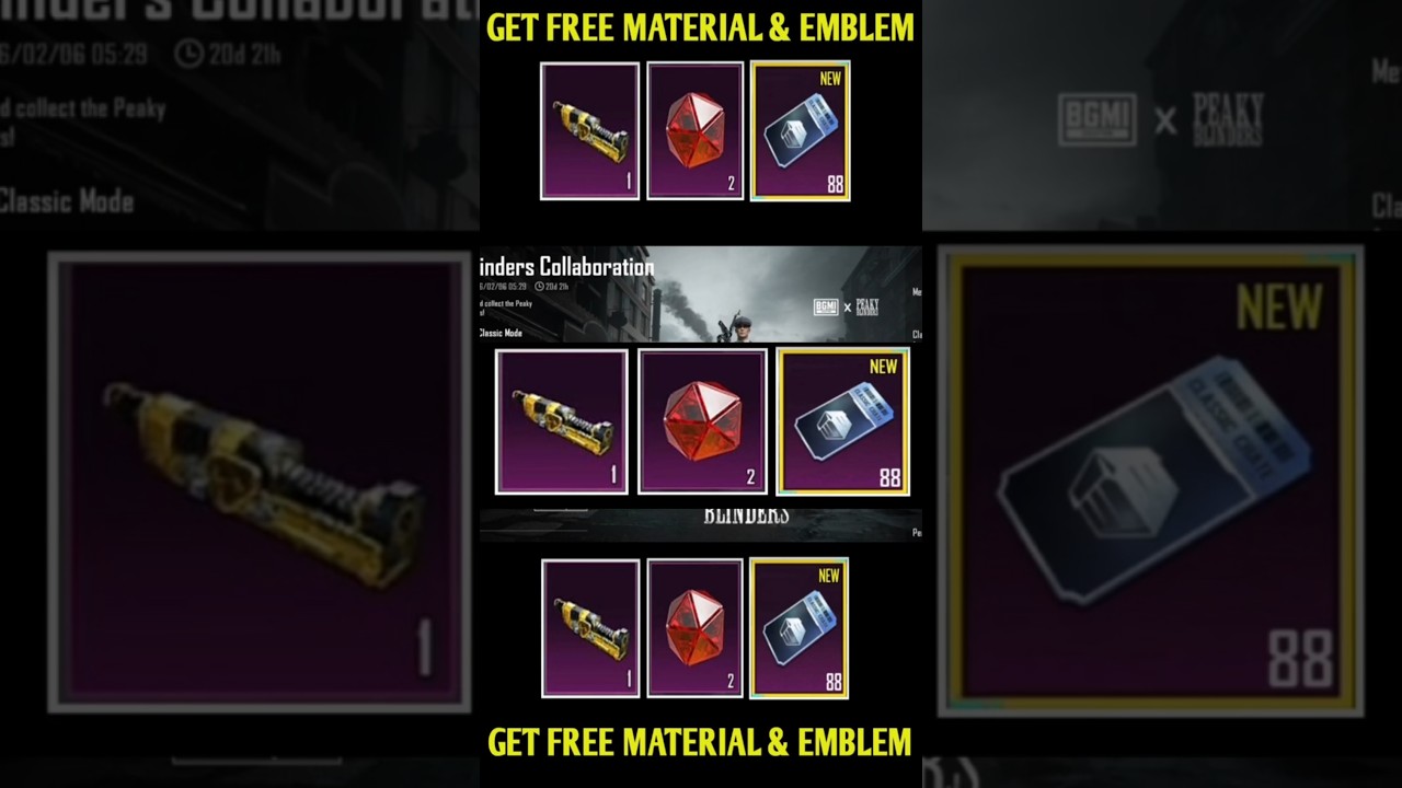 MYTHIC EMBLEM & MATERIAL FREE കിട്ടും | INVITATION FRIEND NEW EVENT|100 CLASSIC COUPON MINI MATERIAL