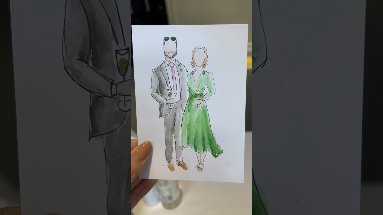 Live guest illustrations by a live wedding painter
