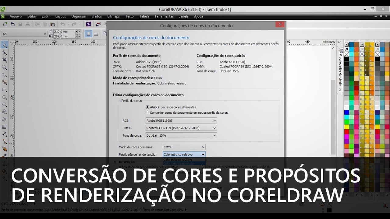 Conversão de cores e propósitos de renderização no CorelDRAW - YouTube
