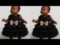 How To Cut And Sew A  One Year Old Ball Gown With Structured Peplum / No Hard Net Needed.