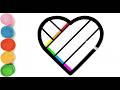How To Draw a Cute Heart Drawing | Heart Drawing For Kids | Rainbow Colour Heart Drawing