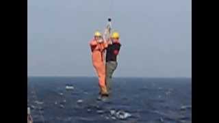 Gavin Elliot arrives by helicopter on the R/V Celtic Explorer