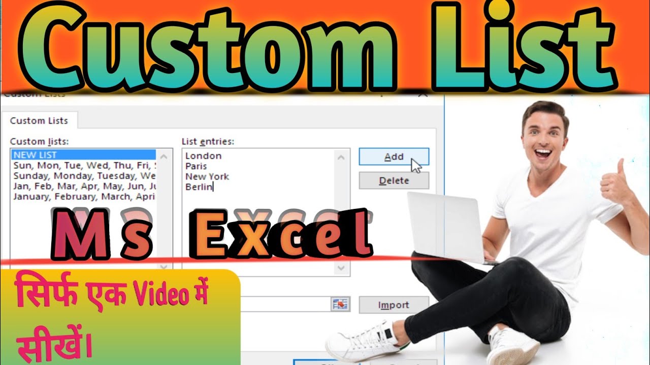 How To Create Custom List In Ms Excel || Custom List Banaye Hindi Video ...