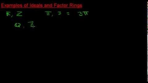 Ring Theory 9 Examples of Ideals and Factor Rings
