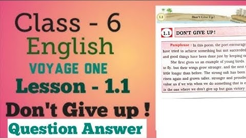 Class - 6 English lesson 1.1 Don