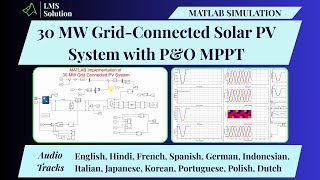 MATLAB Simulation of 30 MW Grid Connected Solar PV System with P&O MPPT | 30 MW Grid
