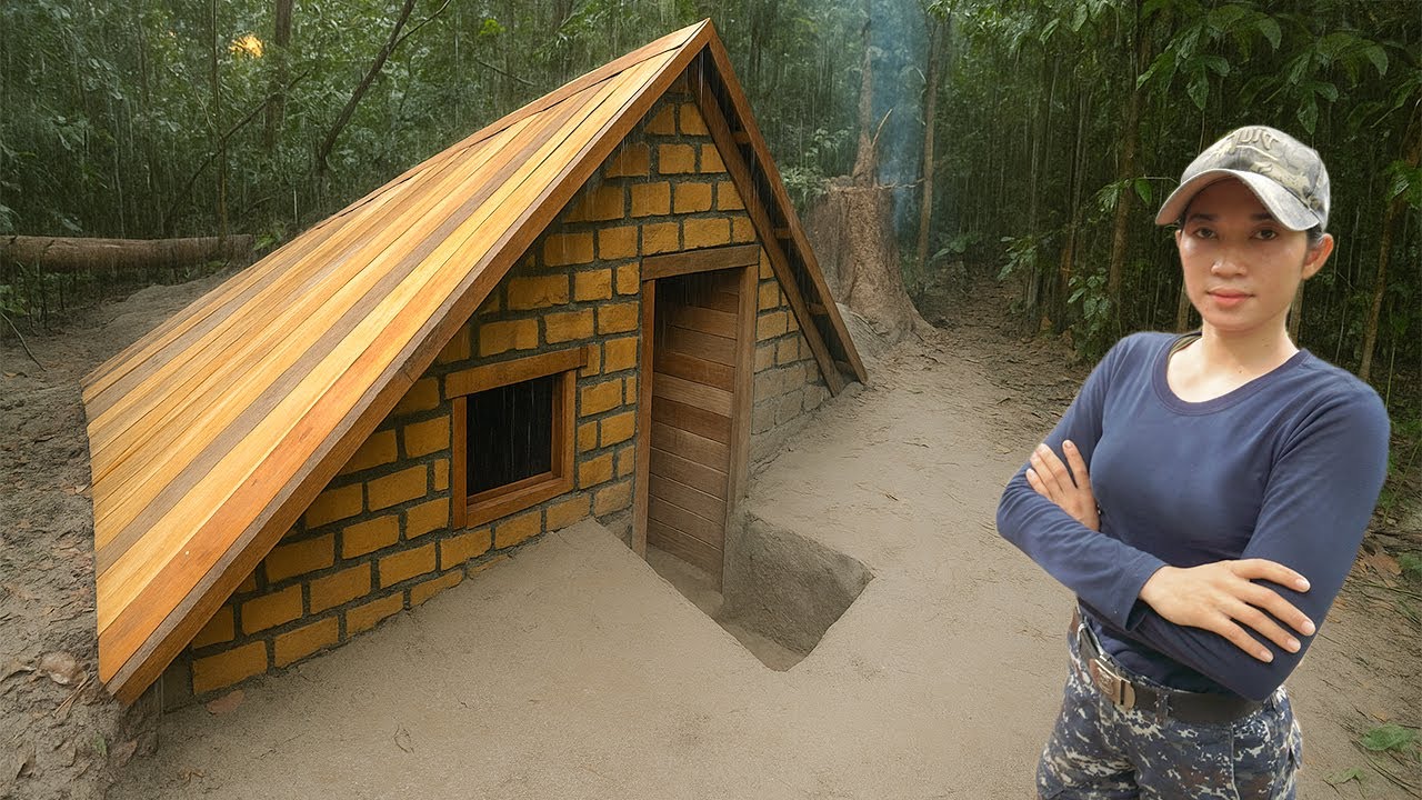Bushcraft Shelter Camping; Building a Secret Survival Dugout ...