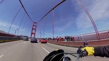 Ducati Scrambler Motorcycle Riding over Golden Gate Bridge With Insta360 ONE Camera