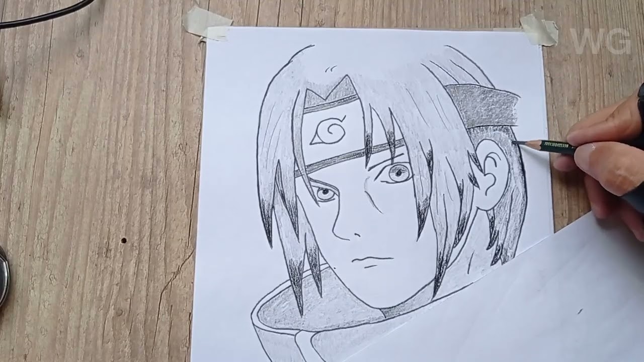 Desenho de Anime.  Como desenhar ATACHI UCHIHA, paso a passo  Desenho  fácil para iniciantes