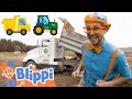 Blippi Learns About Tractors And Construction Vehicles Educational Videos For Kids