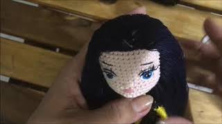 Embroider Hair for amigurumi doll with Turkey Stitch method