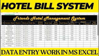 Hotel/Resort Billing Calculation in Excel | Hotel Management System in Excel
