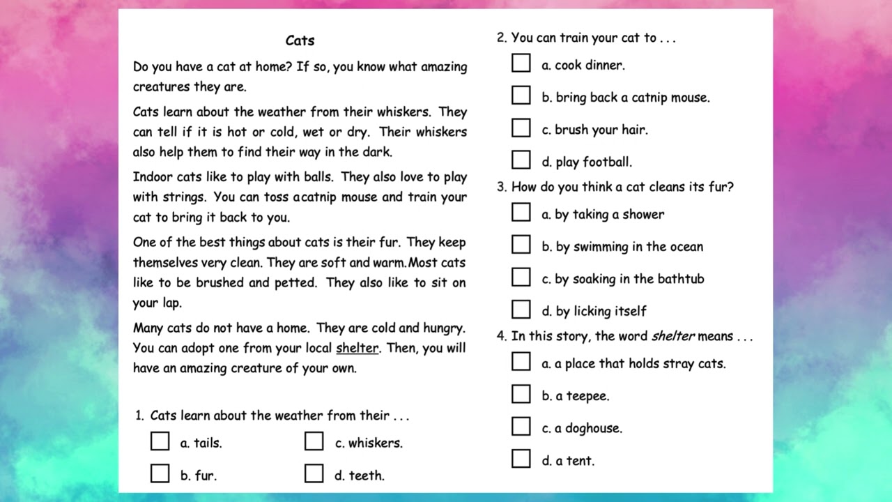 1.2 | Cats | Reading Skills | Grade 1 | All English 4U