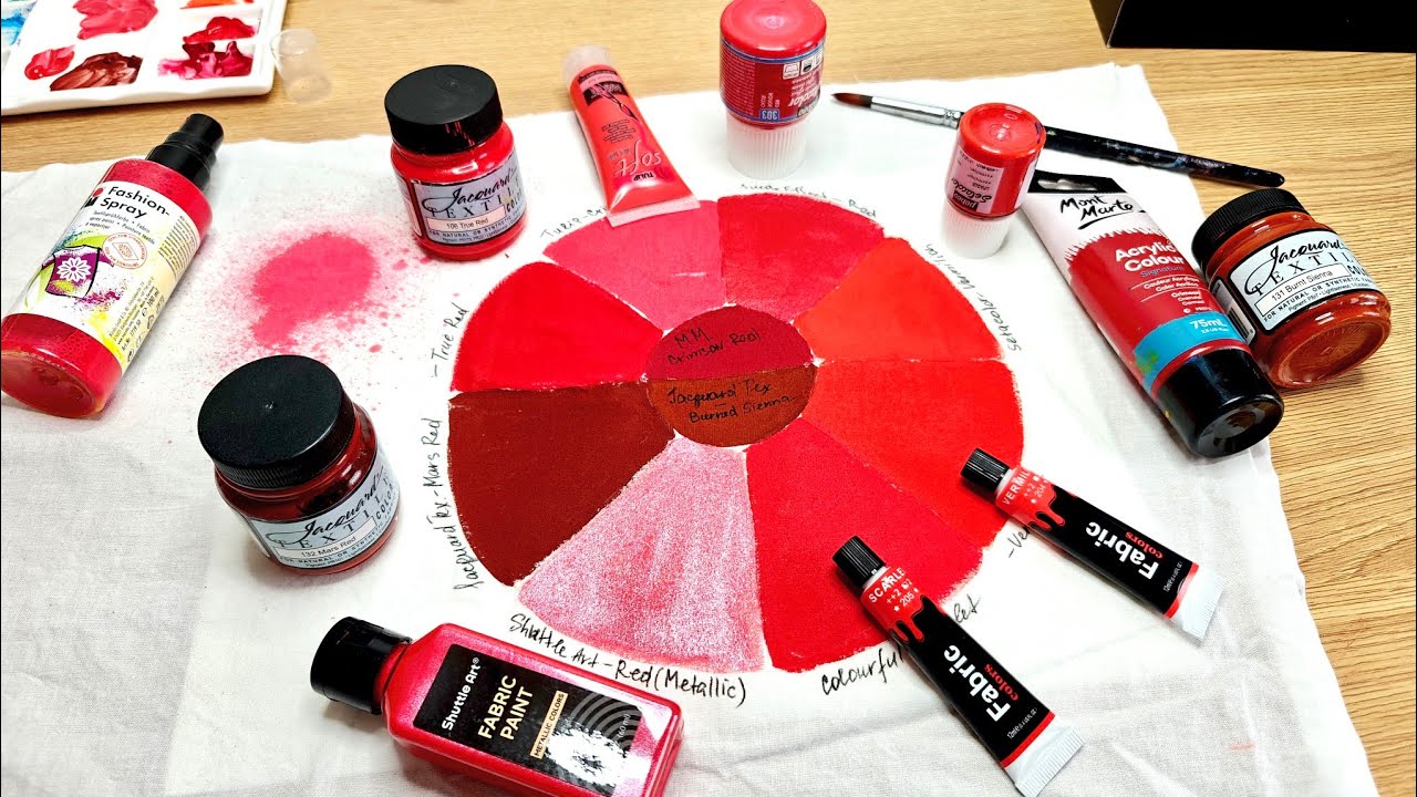 8 оттенков красного 💖 Сравнение красок для ткани. Нарисуйте кровь, сердца и губы настоящими красн...