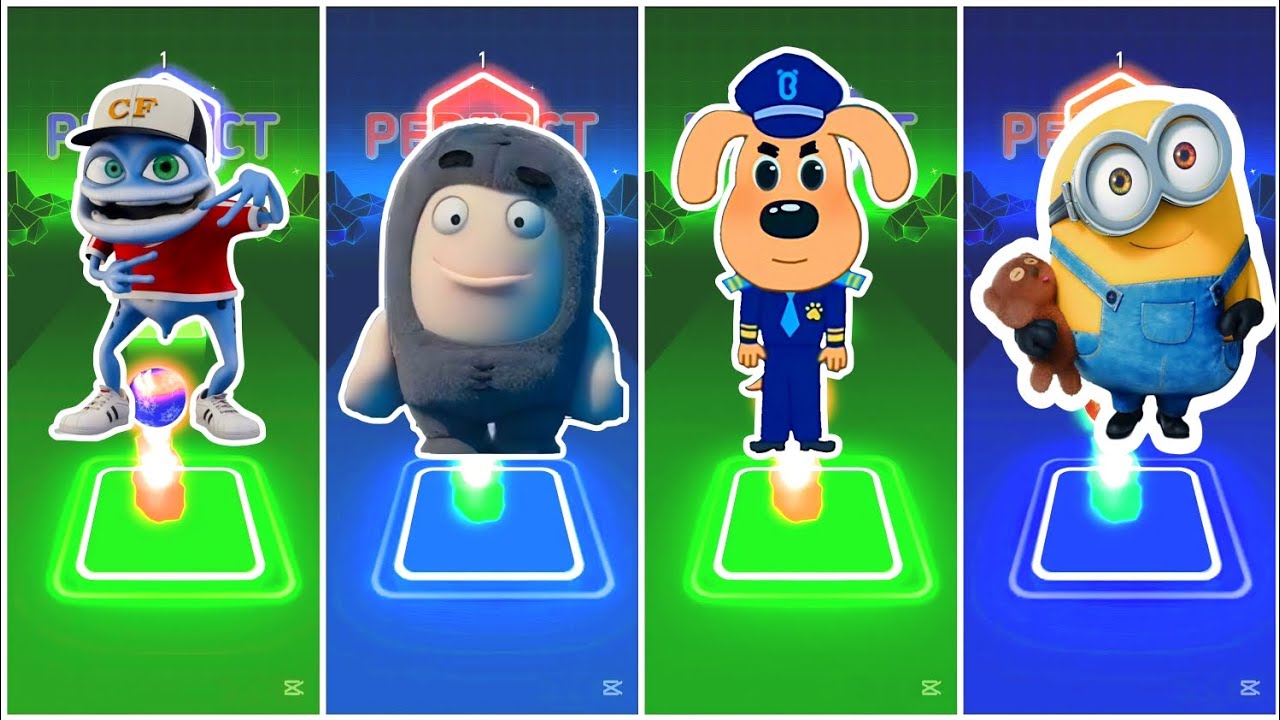 Crazy Frog Vs Oddbods Fuse Vs Sheriff Labrador Vs Minions - Tiles Hop Edm Rush🎶