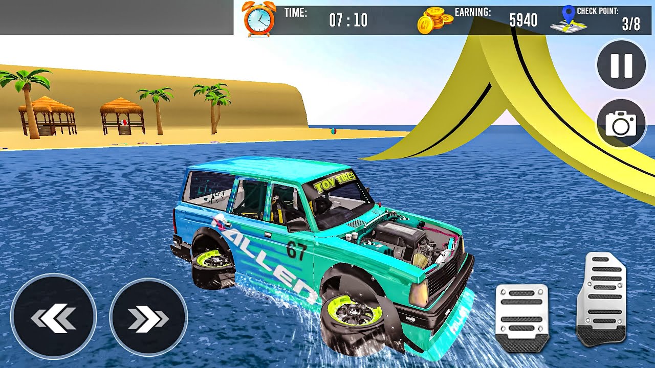 Beach Surfing Sport Car Driver - Crazy Car Water Surfing 3D #2 - Gameplay Android