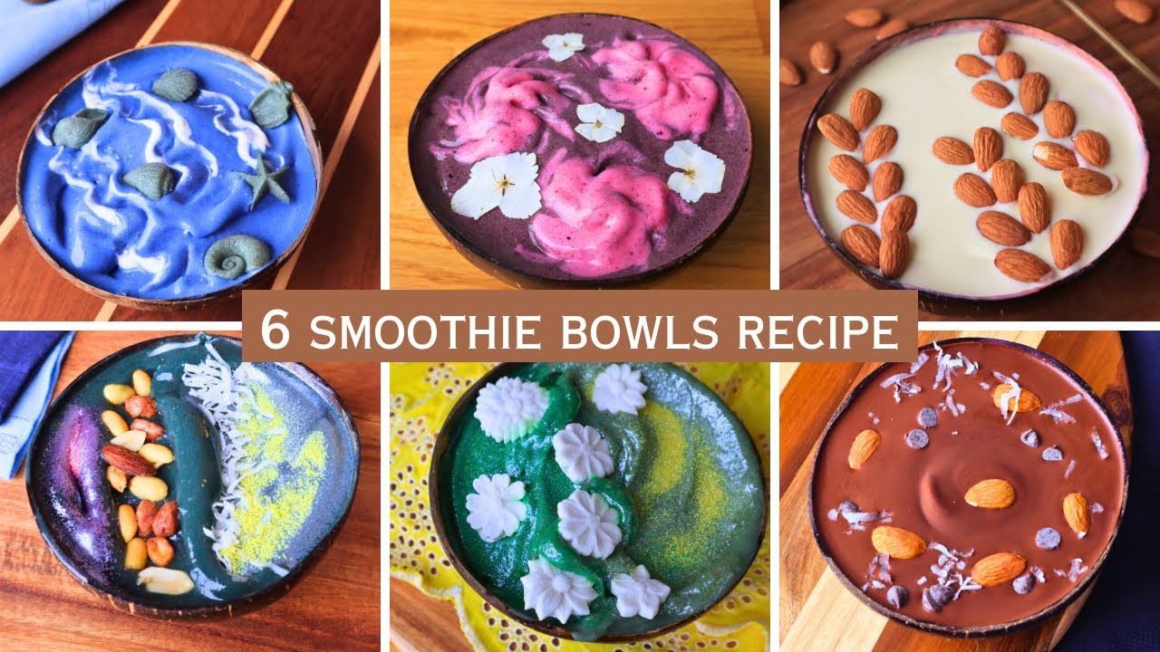 6 smoothie bowl recipes ASMR Shorts Viral satisfying smoothie bowls