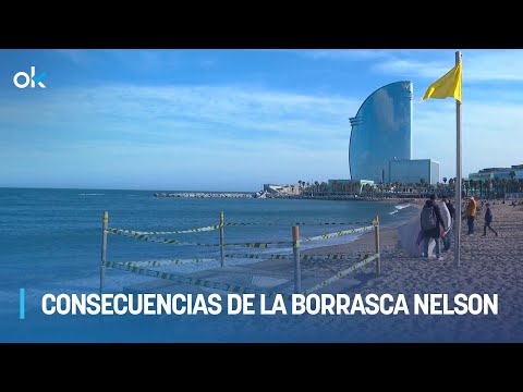 🌬️ BORRASCA Nelson deja CONSECUENCIAS visibles en la playa de San Sebastián (Barcelona)