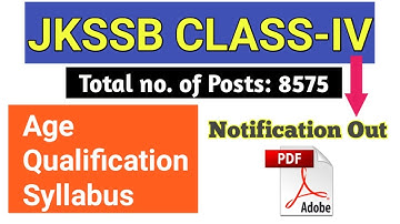 Notification out for Class IV Posts - Age, Qualification & Syllabus for class -iv posts | 8575 posts