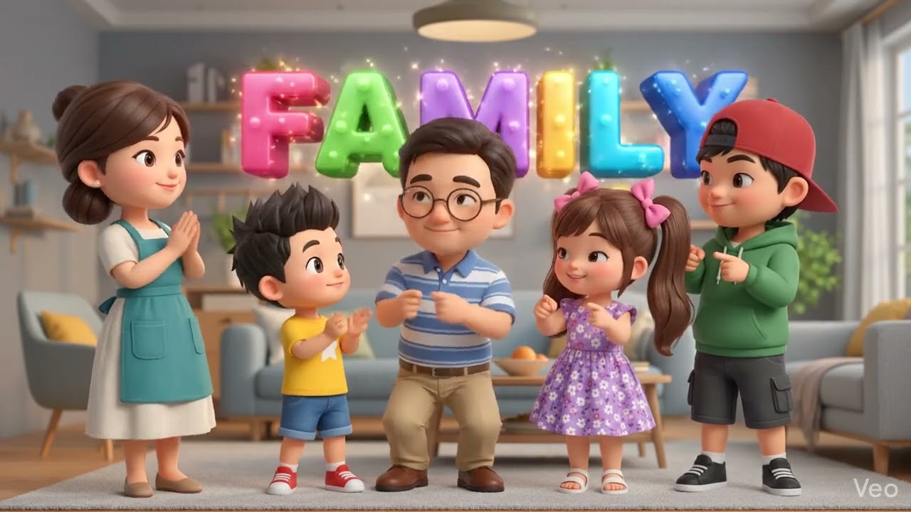 Family stands together in living - YouTube