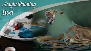 Acrylic Painting Surreal Lion + Art Chat Live - Lachri