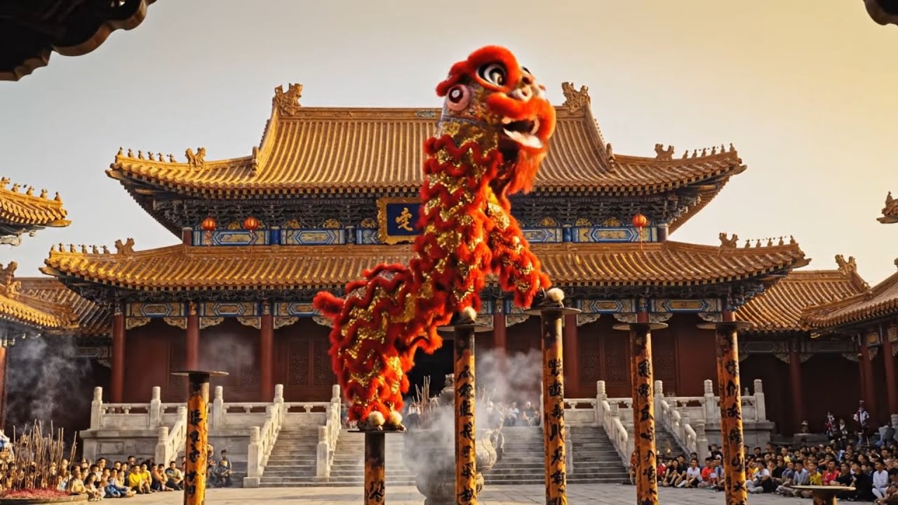 Amazing Chinese Lion Dance | High-Risk Acrobatics on Plum Blossom Poles