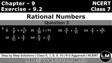 Rational Numbers | Class 7 Exercise 9.2 Question 3 | NCERT | Learn Maths