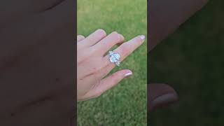 3 carat Fiora oval diamond engagement ring in 18K white gold. Shop now at www gemnomads.com