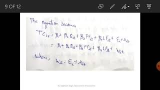 Econometrics Models of Panel Data 2 - REM M.A. II sem B.A VI sem Dr.Siddharth Singh (Economics)
