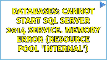 Databases: Cannot start SQL Server 2014 service. Memory Error (resource pool 