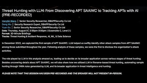 Threat Hunting with LLM: From Discovering APT SAAIWC to Tracking APTs with AI