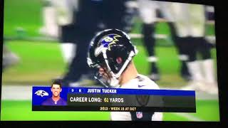 Justin Tuckers 65 yard Field Goal Comes Up Short