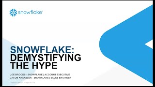 Snowflake: Demystifying The Hype, with Jacob Kranzler (Snowflake) - UDEM November 2020