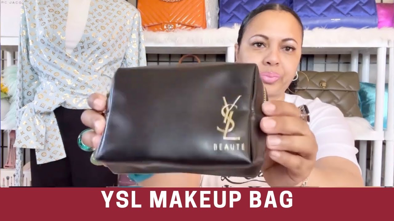YSL Cosmetic Bag- Clutch Makeup- Pouch  Ysl cosmetics, Makeup pouch, Makeup  travel pouch