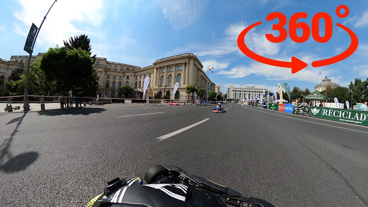 VR 360 Video of Electric Kart Race around the closed streets of Bucharest