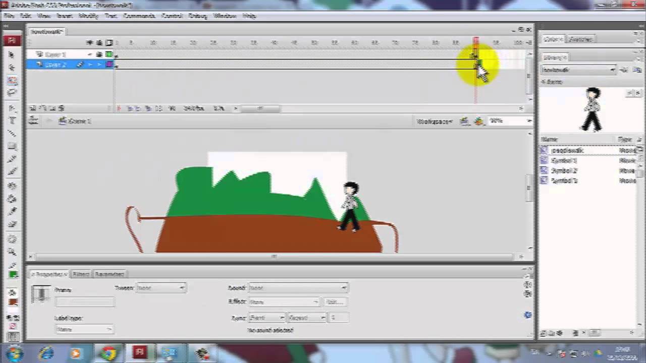 Adobe Flash cs3 การทำคนเดินใน stage 2 - YouTube