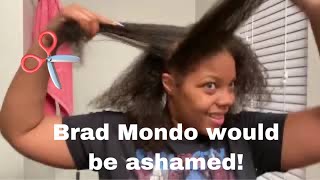 Cutting my hair during quarantine Part 1 / Brad Mondo would be ashamed 🤦🏽‍♀️