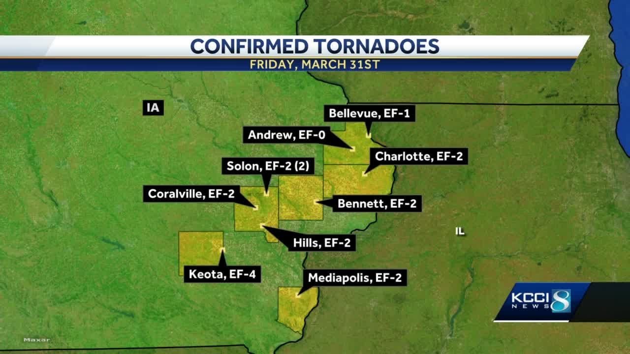 10 tornadoes touched down in Iowa during Friday's storms - YouTube