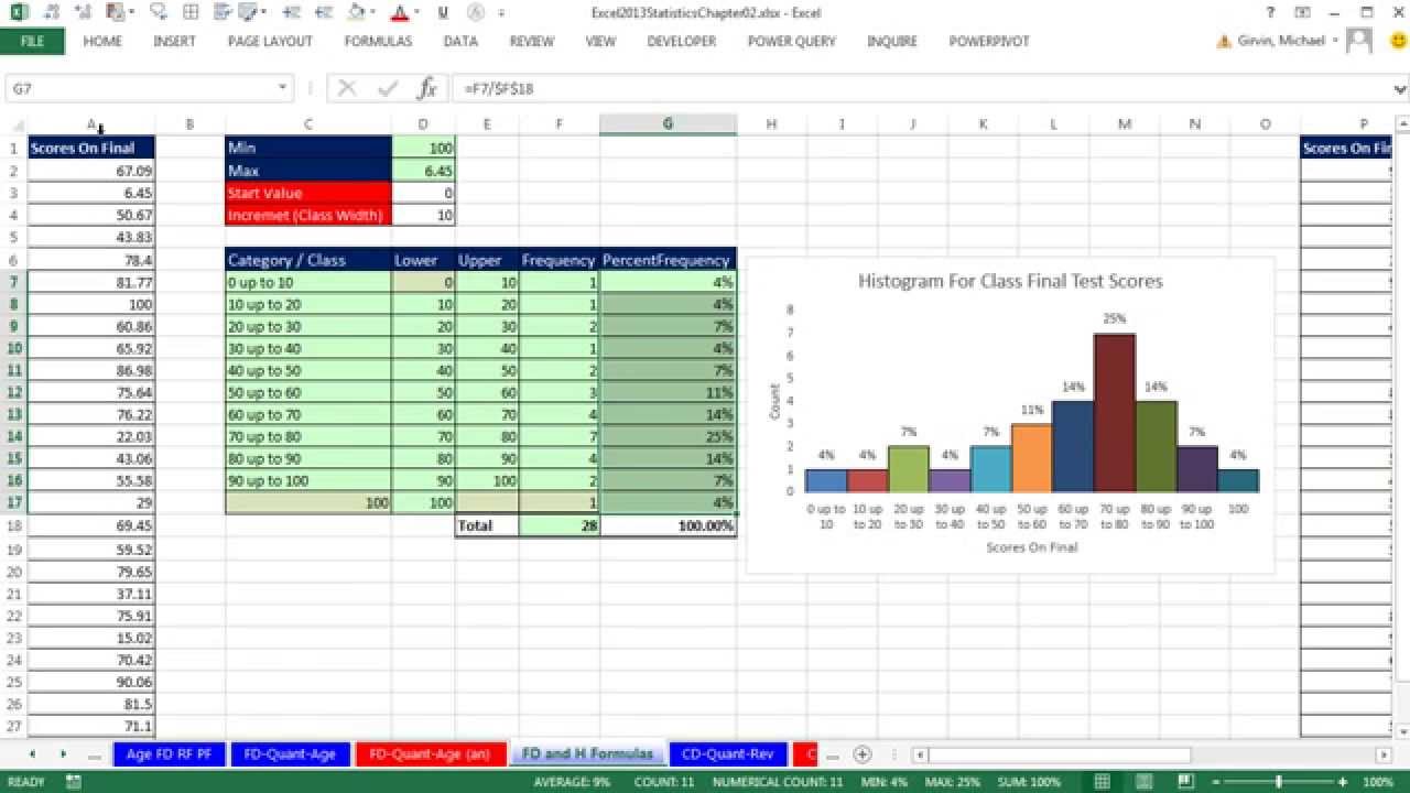 Histogram Chart Excel 2013