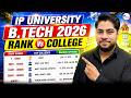 IPU B.Tech Rank vs College Analysis 2026  Best Colleges at Your Rank